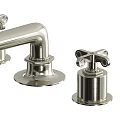 Chrome Plated Widespread Faucet with Two Cross Handles and Classic Design for Bathroom