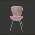 Modern Minimalist Light Pink Fabric Chair With Curved Backrest And Wooden Legs