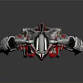 Red And Silver Transformers Toy Figure With Mechanical Armor Plating And Robotic Arms