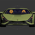 Light Green Sports Car With Orange Wheels Scissor Doors And Orange Interior Sleek Design