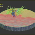 Game Movie Character Riding On Winged Dragon In Water And Sand Area On Circular Platform