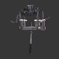 Mechanical Beetle Creature With Blue Metallic Exoskeleton And Intricate Mechanical Legs Structure