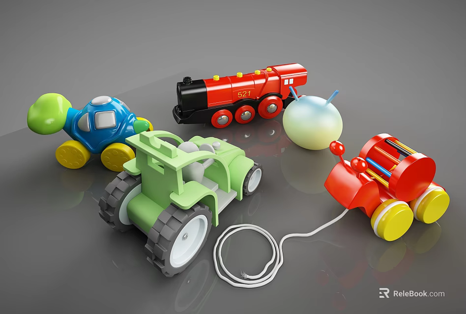 Vibrant Electric Toys For Kids Including Train Tractor Robot And Vehicle 3d model 