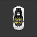 White Bugatti Convertible Sports Car With Yellow Seats And Modern Sleek Design