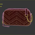 Red and Purple Chevron Quilted Fashion Bag With Silver Chain Strap And Zipper Closure