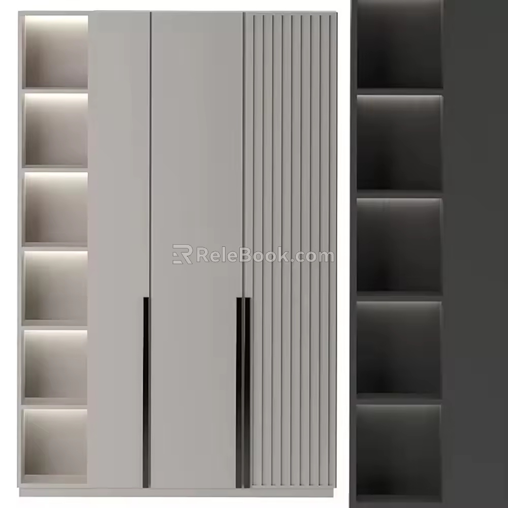 Simple gray wardrobe display lockers 3d model