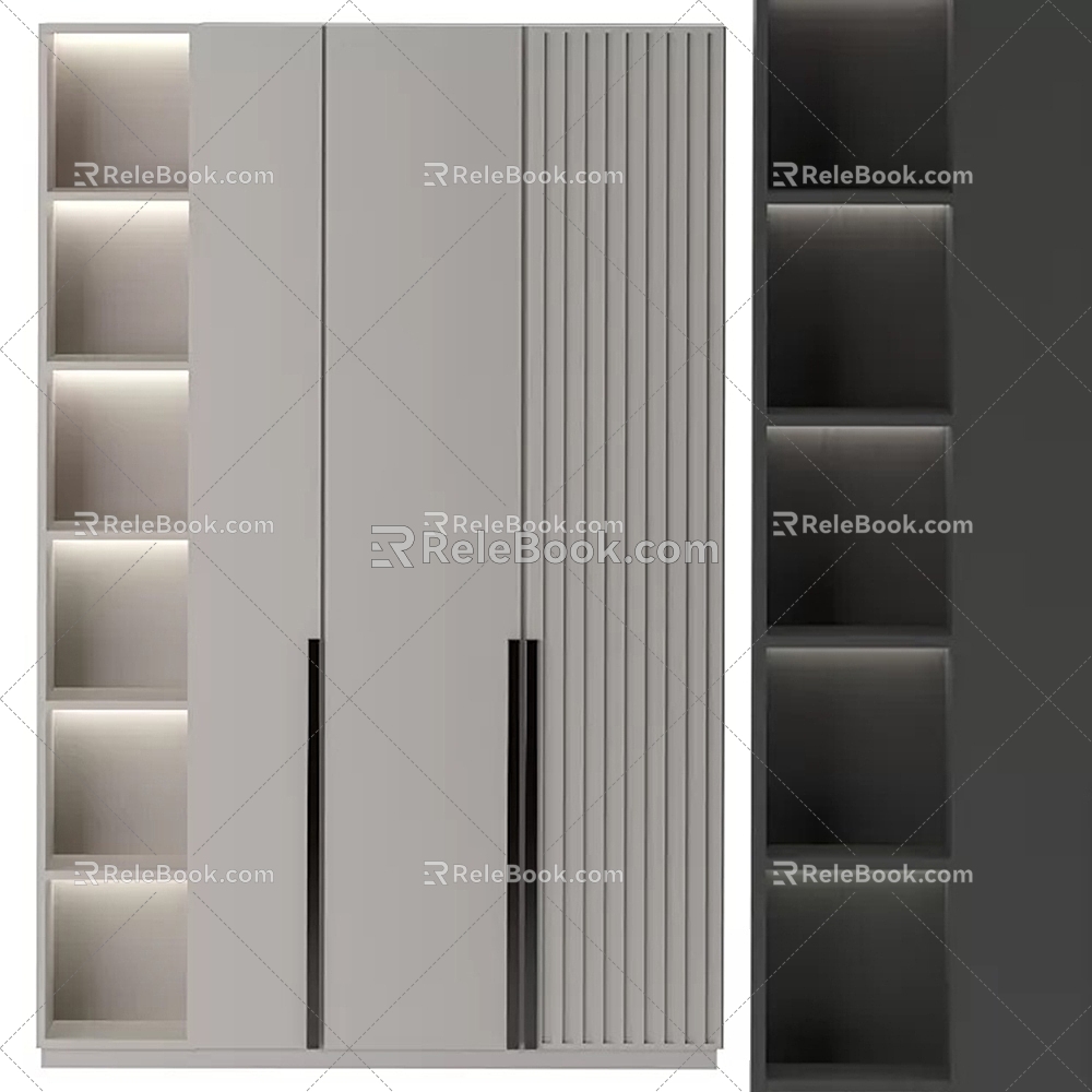 Simple gray wardrobe display lockers 3d model