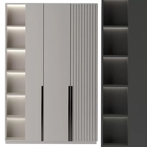 Simple gray wardrobe display lockers 3d model