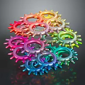 Colorful Gears Stacked In Spherical Structure With Multicolored Design And Reflective Surface