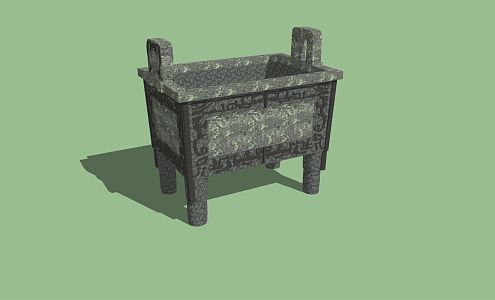 Chinese Ding Bronze Ware Simu Wu Da Fang Ding Household Items Castle 3d model