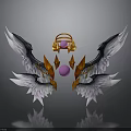 Scene Component Design With Gold And White Wings Golden Decoration And Pink Spheres