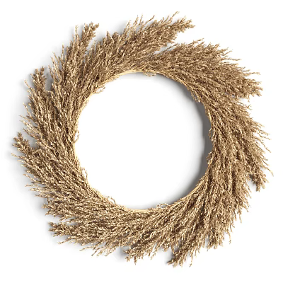 Golden Straw Circular Wreath Wall Decor With Natural Material For Home Decoration 3d model