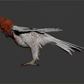 Eagle 3D Model With Red Head Spread Wings And Claws On White Background 3d model