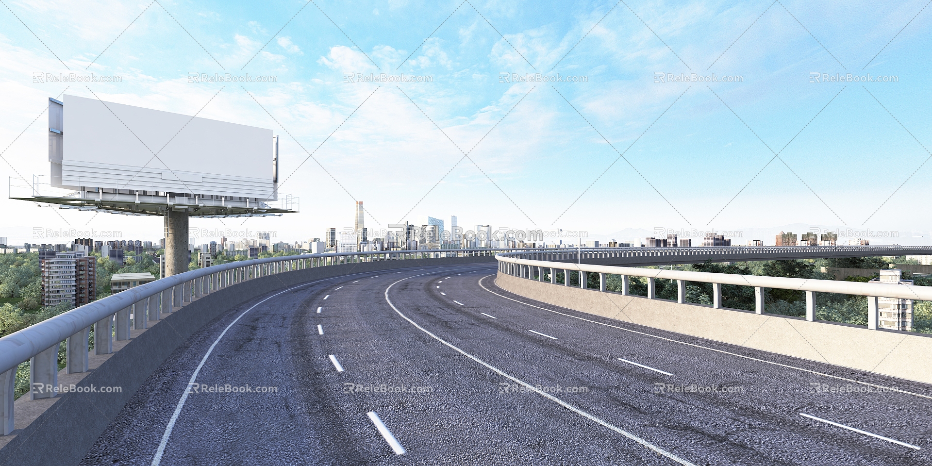 Modern Road Outdoor Highway Billboard 3d model