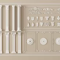 Decorative Gypsum Plaster Molding Designs With Columns And Relief Patterns