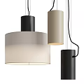 Modern Pendant Lights With Black And Beige Cylindrical Fabric Shades Design