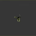 Green Long Necked Dinosaur With Long Tail Standing On Grassland In Gray Background
