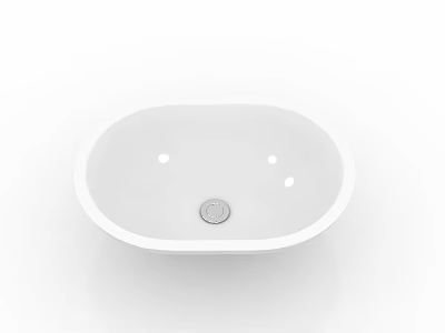 Modern White Oval Ceramic Countertop Washbasin with Sleek Design and Drain Hole 3d model