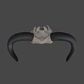 Detailed Bull Skull With Black Horns And Skeletal Features On White Background