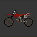 Red and White Off Road Motorcycle with Rusted Wheels and Metallic Parts