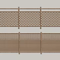 Brown Wooden Railings With Different Lattice And Slatted Panel Designs