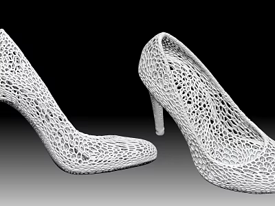 White High Heel Shoes With Intricate Cutout Design For Women's Elegant Footwear 3d model