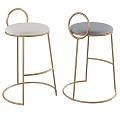 Modern Bar Stools With Gold Metal Frame Round Seat And Circular Backrest