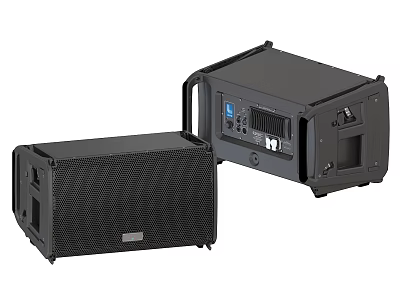 Professional Black Audio Speakers With Mesh Grille And Rear Control Panel 3d model