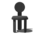 Modern Black Wooden Dining Chair With Round Backrest And Cylindrical Legs