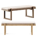 Modern Minimalist Public Bench With Wooden Frame And Upholstered Seat