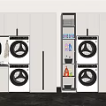 Modern White Bathroom Cabinet Rack With Washing Machines And Storage Cabinets In Neat Design