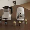 Kitchen Countertop With White Coffee Maker Electric Kettle And Spice Jars