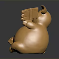 Golden Pig Shaped Decorative Figurine Holding Sign For Home Living Decoration
