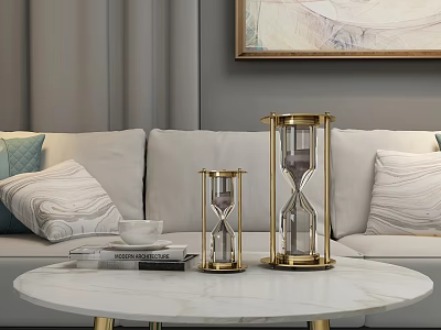 Modern Hourglass Golden Hourglass Ornament 3d model
