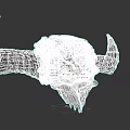 Game and Movie Character Armored Skull With Horns Mechanical Elements And Yellow Glowing Parts
