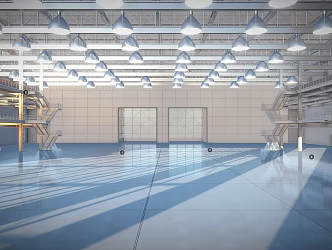 industrial wind factory building single-storey factory building 3d model