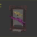 Two Guns Mounted on Black Grid Design Weapon Rack With Blue Glowing Panels