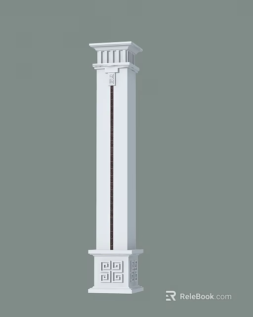 Classic White Roman Column Design With Simple Vertical Lines And Smooth Surface 3d model 