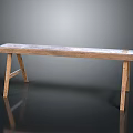 Rustic Wooden Bench With Natural Wood Grain And Simple Leg Structure