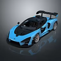Blue High Performance Sports Car With Black Rear Wing And Sleek Exterior Design