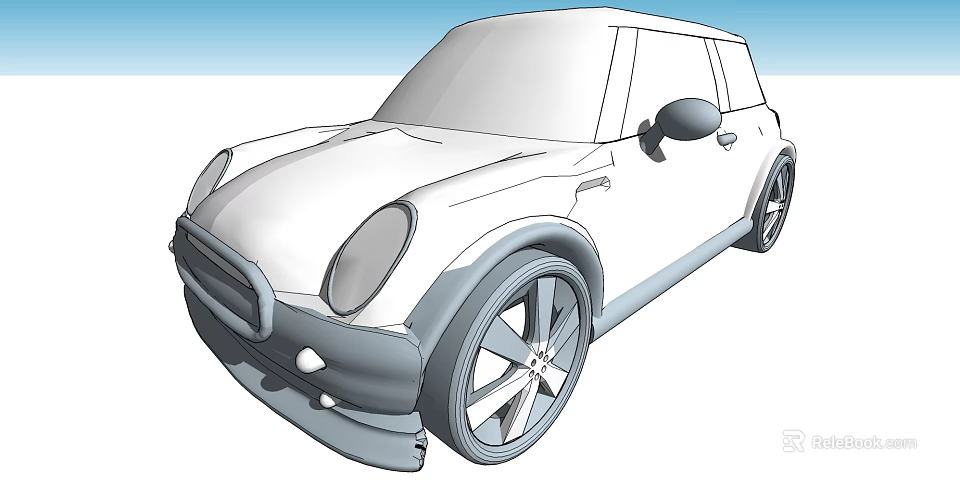 White Compact Hatchback Car With Rounded Body Stylish Exterior And Alloy Wheels 3d model 