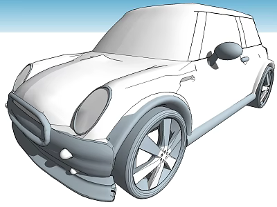 White Compact Hatchback Car With Rounded Body Stylish Exterior And Alloy Wheels 3d model