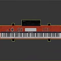 Red Electronic Musical Keyboard on Metal Stand with White and Black Keys