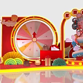 Chinese Traditional Photo Check In Spot With Red Spinning Wheel Lanterns And Lotus Decorations