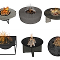 Outdoor Fireplace Stove Encircled Stove Firepot Bonfire Combination 3d model