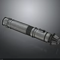 Metallic Silver Cylindrical Weapon With Detailed Grip Functional Buttons And Sleek Finish