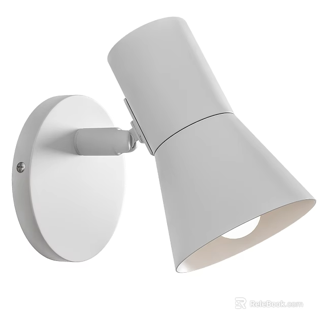 Modern White Wall Lamp With Adjustable Head And Round Base Design 3d model