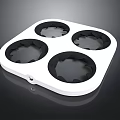White Square Multi Compartment Tray With Four Black Circular Slots For Storage 3d model