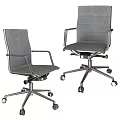 Gray Office Chair With Metal Frame Armrests Adjustable Height And Rolling Casters 3d model