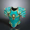 Turquoise Decorative Chest Plate With Ornate Gold Accents And Intricate Design For Home Decor